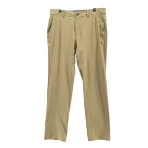 Free Fly Chino Pants Mens Khaki Beige Flat Front Straight Leg Stretch Size 34x32